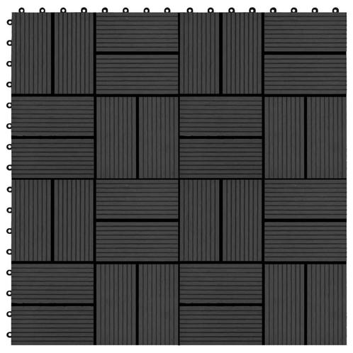 vidaXL Terrastegels 30x30 cm 1 m² HKC zwart 11 st, Doe-het-zelf en Bouw, Vloerdelen en Plavuizen, Nieuw, Verzenden
