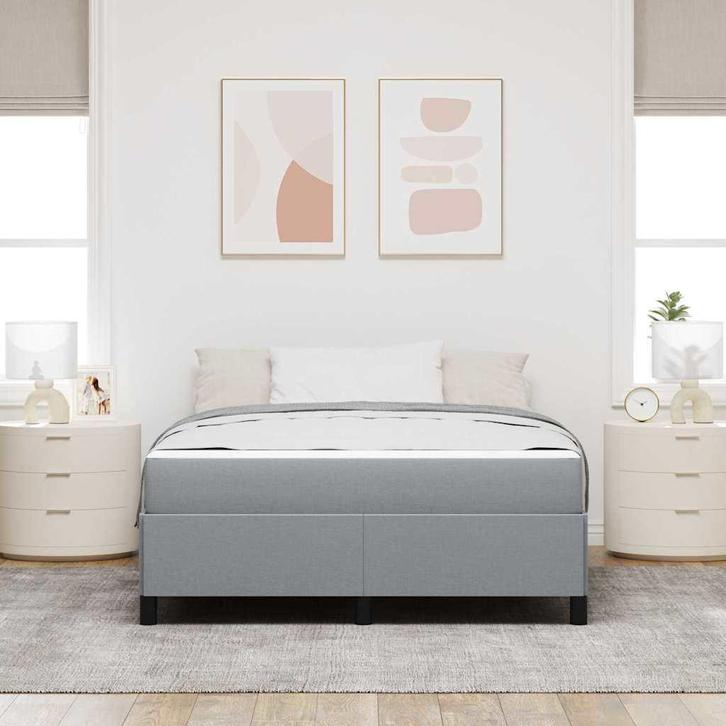 vidaXL Boxspring bed Licht grijs en zwart 140 x 200 cm, Huis en Inrichting, Slaapkamer | Bedden, Nieuw, Verzenden
