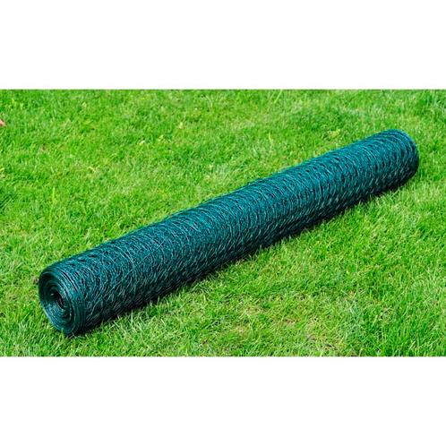 vidaXL Kippengaas 25x0,5 m met PVC coating groen, Tuin en Terras, Tuinhekken en Hekwerk, Nieuw, Verzenden