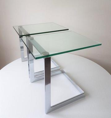 Gebra - Set bijzettafels (2) - Glas, Staal, Antiek en Kunst