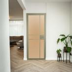 Stalen Binnendeur 6 Vlaks Olijfgroen Mat glas Met slot, Doe-het-zelf en Bouw, Minder dan 80 cm, Binnendeur, Nieuw, Metaal