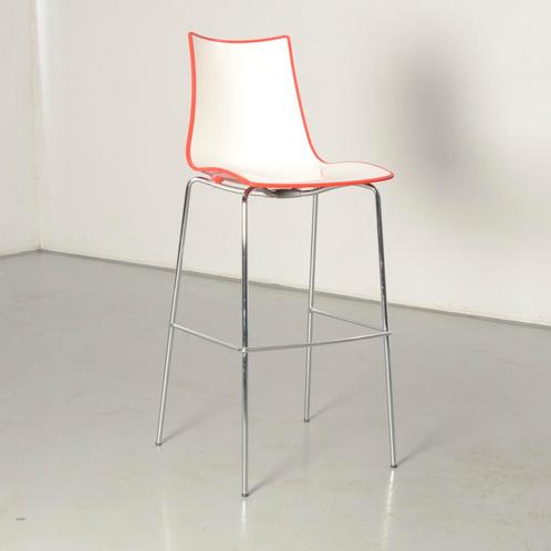 Zebra Scab barkruk, rood / wit, buisframe, Huis en Inrichting, Stoelen, Gebruikt, Ophalen of Verzenden