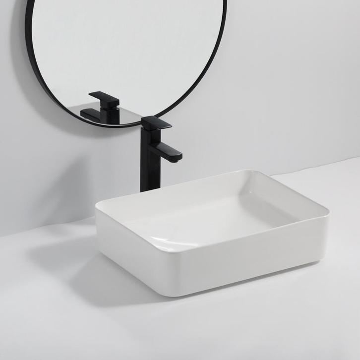 SALE - Silva 50 - Glans wit - Waskom -  -  - Keramiek -, Doe-het-zelf en Bouw, Sanitair, Nieuw, Ophalen of Verzenden