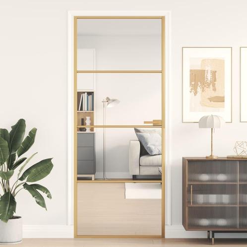 vidaXL Binnendeur smal 83x201,5 cm gehard glas en aluminium, Doe-het-zelf en Bouw, Deuren en Vliegenramen, Nieuw, Verzenden