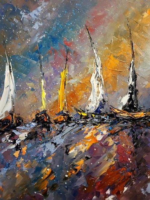 Laurent Pate (1970) - Les grandes voiles, Antiek en Kunst, Kunst | Schilderijen | Modern