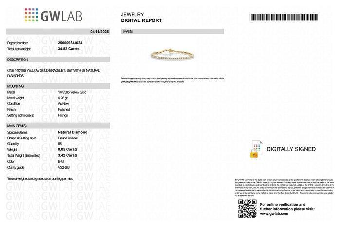 Zonder Minimumprijs - Armband - 14 karaat Geel goud -, Handtassen en Accessoires, Armbanden