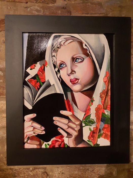 Carlo Capelli copista (XX) - Polish girl, Da Tamara De, Antiek en Kunst, Kunst | Schilderijen | Klassiek