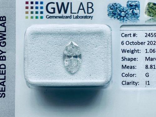 1 pcs Diamant  (Natuurlijk)  - 1.06 ct - Markies - G - P1 -, Handtassen en Accessoires, Edelstenen
