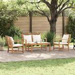 vidaXL Tuinbank Set Naturel Massief teakhout, Tuin en Terras, Verzenden, Nieuw
