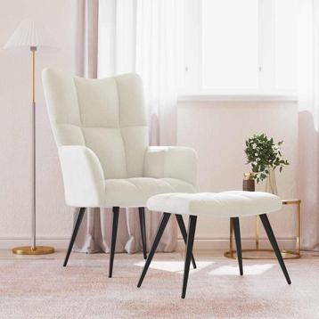 vidaXL Relaxstoel met voetenbank fluweel crèmewit, Huis en Inrichting, Fauteuils, Verzenden, Nieuw