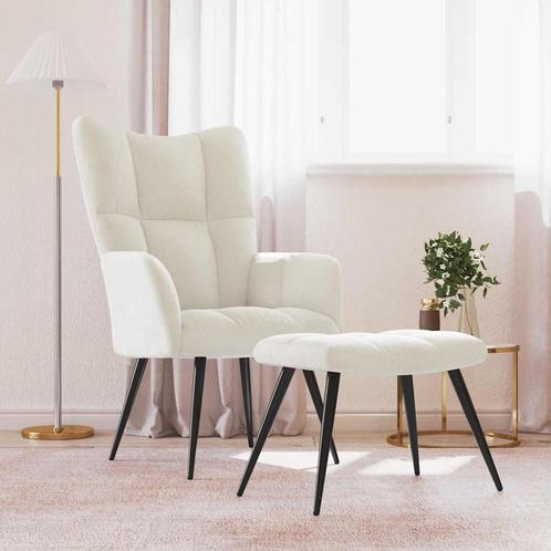 vidaXL Relaxstoel met voetenbank fluweel crèmewit, Huis en Inrichting, Fauteuils, Nieuw, Verzenden