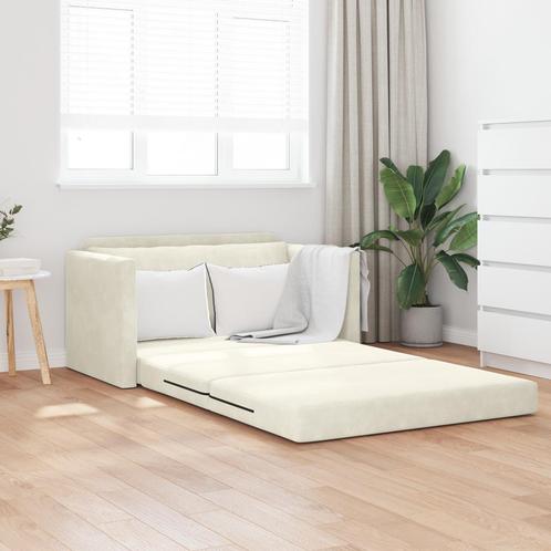 vidaXL Vloerl sofa bed 2-in-1 Crème 124x204x61 cm Velours, Huis en Inrichting, Zetels | Zetels, Nieuw, Verzenden