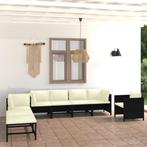 vidaXL 8-delige Loungeset met kussens poly rattan zwart, Tuin en Terras, Verzenden, Nieuw, Loungeset