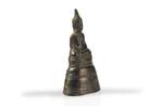 Figuur - A silver seated buddha - houten zilveren hoes -