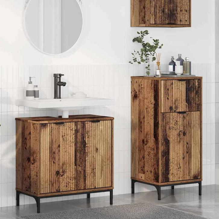 vidaXL Badkamermeubel Set met lade 2 pcs Oud hout 39,5 x 36, Huis en Inrichting, Badkamer | Badkamermeubels, Nieuw, Verzenden