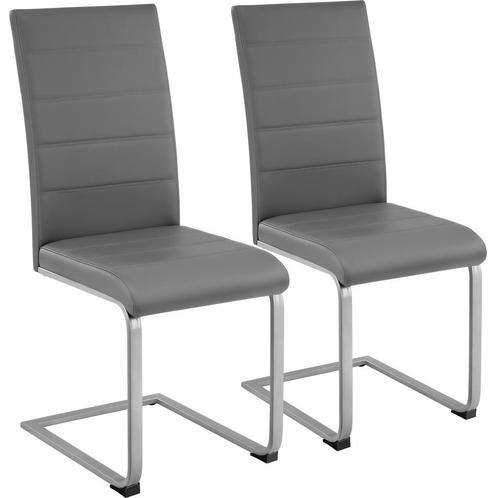 tectake Swingstoelen, kunstleer - grijs, Set van 2, Huis en Inrichting, Stoelen, Verzenden