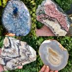 collection de minéraux, dont un grand disque dagate Poli -
