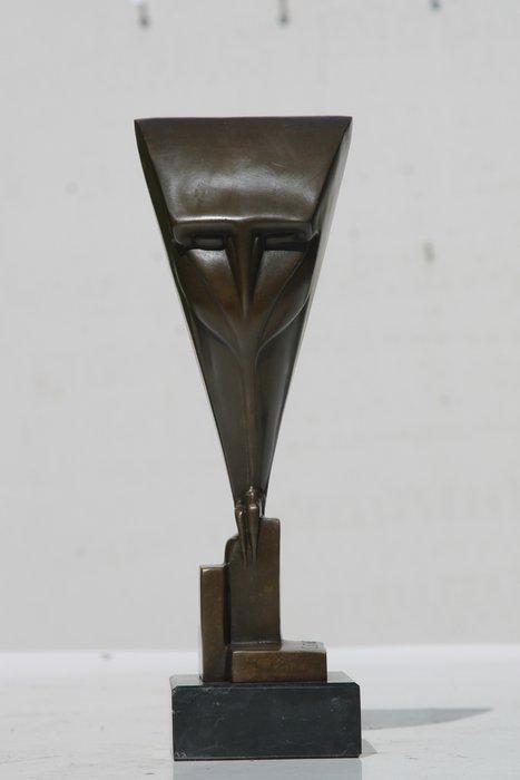 sculptuur, bronze uil - 29 cm - brons marmer, Antiek en Kunst, Kunst | Designobjecten