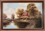British school (XlX) - Rural river landscape with figure. No, Antiek en Kunst