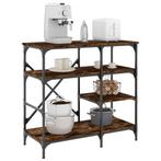 vidaXL Bakkersrek 90x40x84 cm bewerkt hout en metaal gerookt, Verzenden, Nieuw