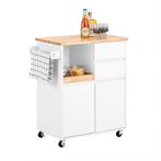 2dekans | SoBuy Keukenwagen FKW123-WN - 2 Lades - 2 Deuren -, Doe-het-zelf en Bouw, Hout en Planken, Ophalen of Verzenden, Nieuw