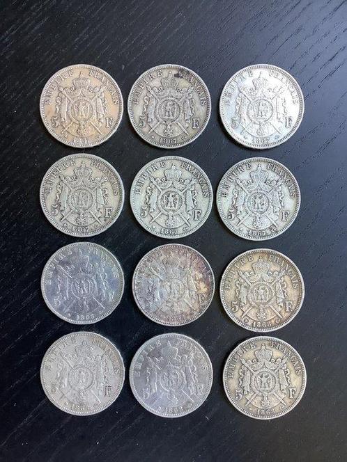 Frankrijk. Napoléon III. 5 Francs 1867-1868 (12 munten), Postzegels en Munten, Munten | Europa | Euromunten