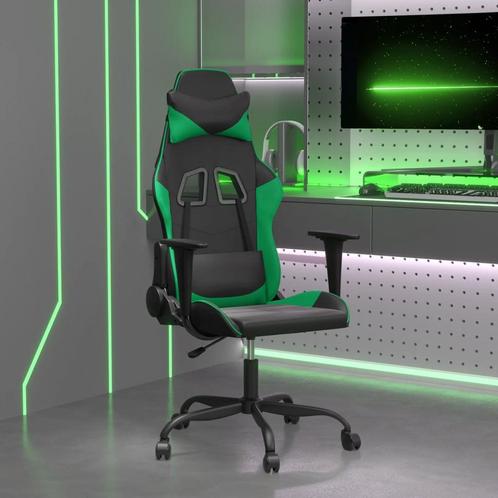 vidaXL Massage gamestoel kunstleer zwart en groen, Maison & Meubles, Chaises, Envoi