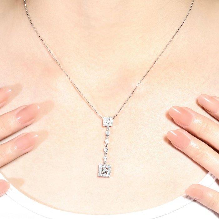 Halsketting - 18 karaat Witgoud - 0.30ct. tw. Diamant, Handtassen en Accessoires, Kettingen