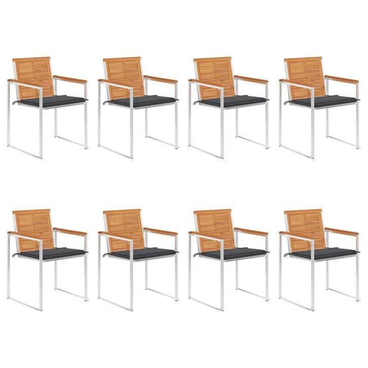 vidaXL Tuinstoelen 8 st met kussens massief acaciahout, Tuin en Terras, Tuinstoelen, Nieuw, Verzenden