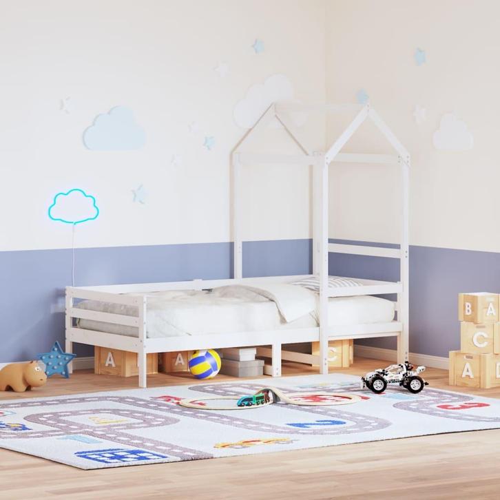 vidaXL Kinderbedhuisje 98x70x176,5 cm massief grenenhout wit, Huis en Inrichting, Slaapkamer | Bedden, Nieuw, Verzenden