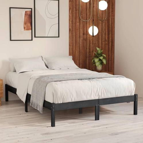 vidaXL Cadre de lit Gris Bois de pin massif 160x200 cm, Maison & Meubles, Chambre à coucher | Lits, Neuf, Envoi