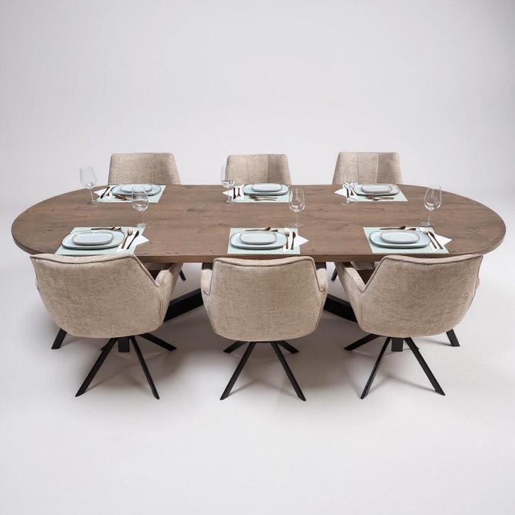 Tafel plat ovaal eikenhout  Matrix XL 280x100 280x100, Huis en Inrichting, Tafels | Eettafels