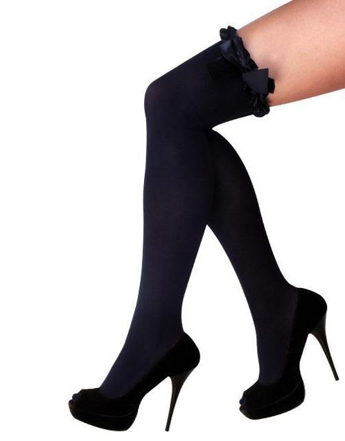 Zwarte Kniekousen Overknee Sokken Strikjes Zwart Sexy School, Kleding | Dames, Carnavalskleding en Feestkleding, Nieuw, Ophalen of Verzenden