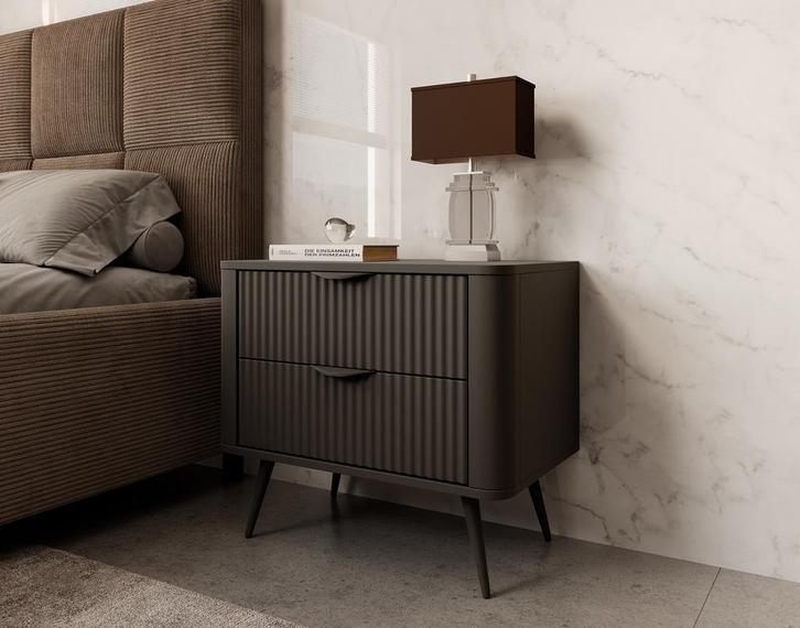 Meubella Nachtkastje zwart 63 cm met 2 lades, Huis en Inrichting, Kasten | Overige, Nieuw, Verzenden