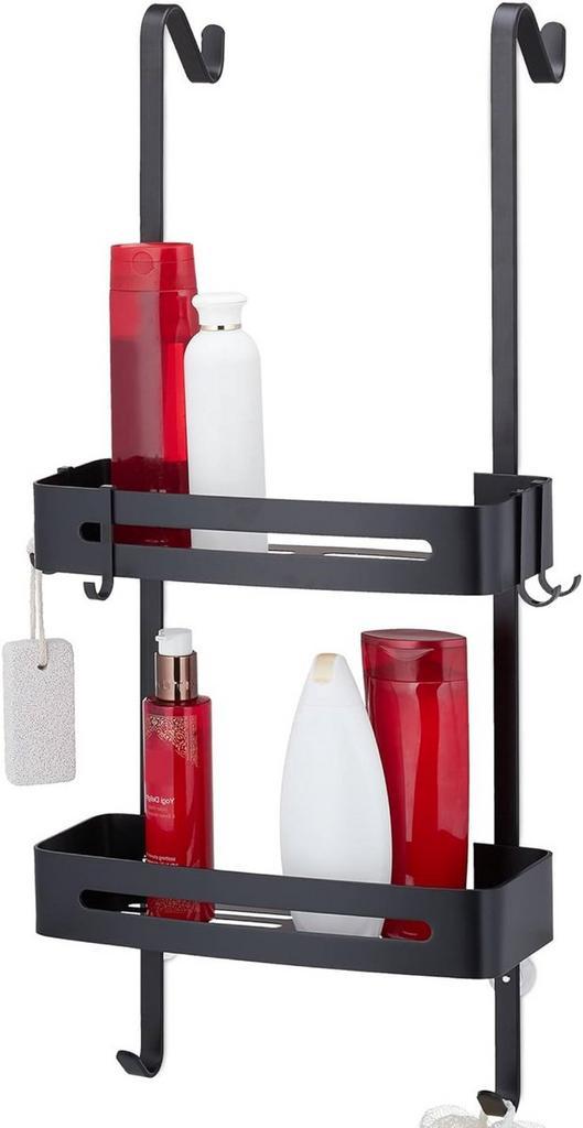 2dekans | Luft - Doucherek - 2 laags met haken - Zwart, Huis en Inrichting, Woonaccessoires | Spiegels, Ophalen of Verzenden