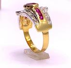 Zonder minimumprijs - Ring - 9 kt. Geel goud, Zilver Robijn, Handtassen en Accessoires, Ringen, Nieuw