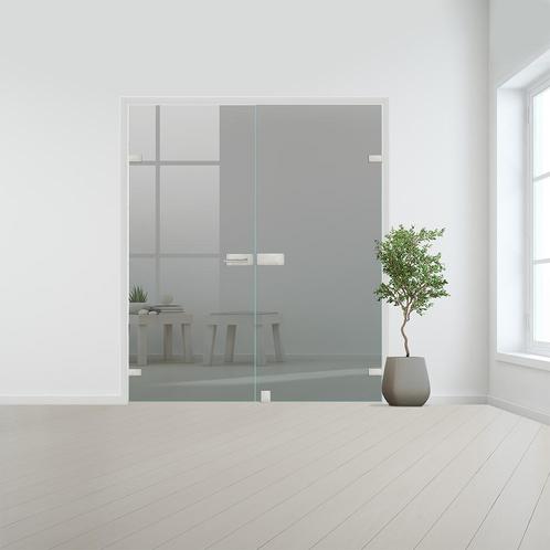 Glazen dubbele binnendeur voor stomp kozijn RVS beslag-Grijs, Bricolage & Construction, Fenêtres & Moustiquaires, Envoi