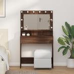 vidaXL Bruine Eiken Make-up Tafel met LED Verlichting,, Huis en Inrichting, Verzenden, Nieuw