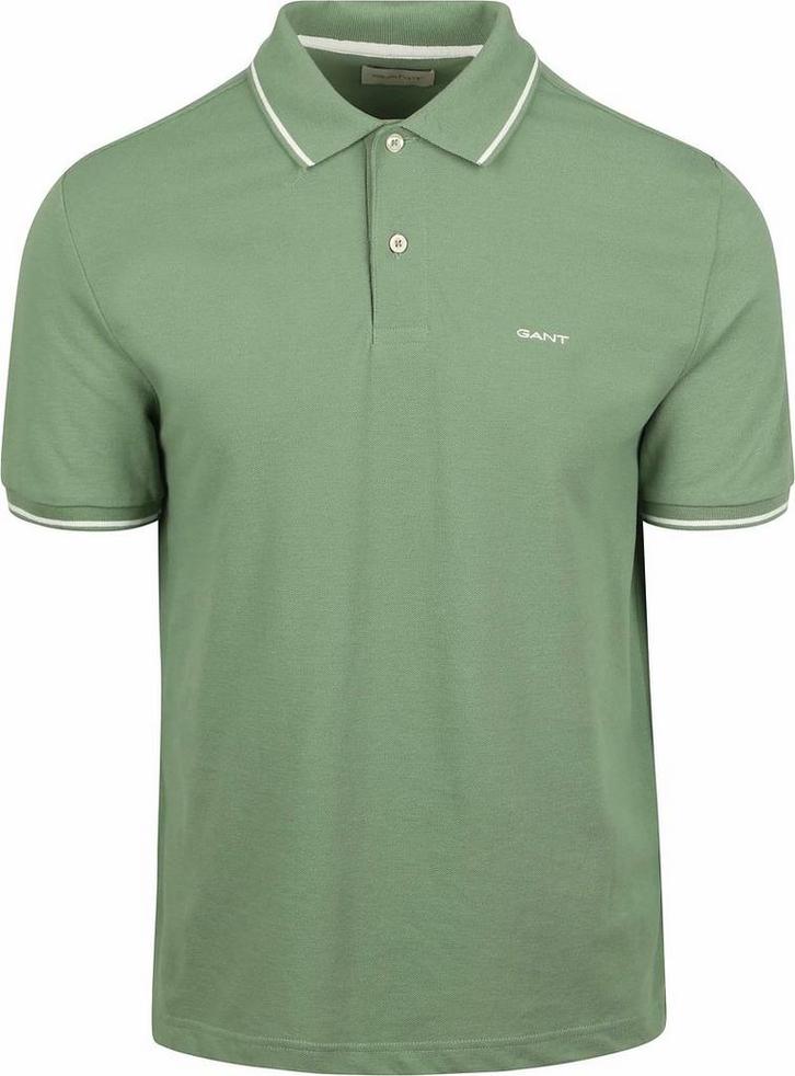 Gant Tipping Piqué Poloshirt Groen maat Maat 48/50 (M) Heren, Kleding | Heren, Polo's, Groen, Nieuw, Maat 48/50 (M), Verzenden