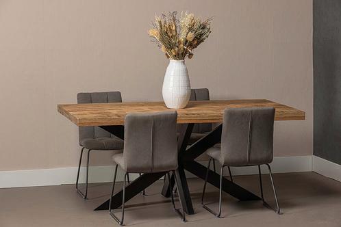 Mangohouten Eettafel Rechthoek Donald 200x100 cm (6cm), Huis en Inrichting, Tafels | Eettafels, Nieuw, Verzenden
