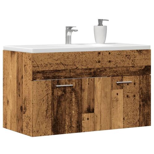 vidaXL Wastafelkast 80x38,5x46 cm bewerkt hout oud, Huis en Inrichting, Badkamer | Badkamermeubels, Nieuw, Verzenden