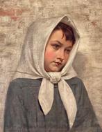 Joseph Darche (1846-1906) - Jeune fille rêveuse au fichu