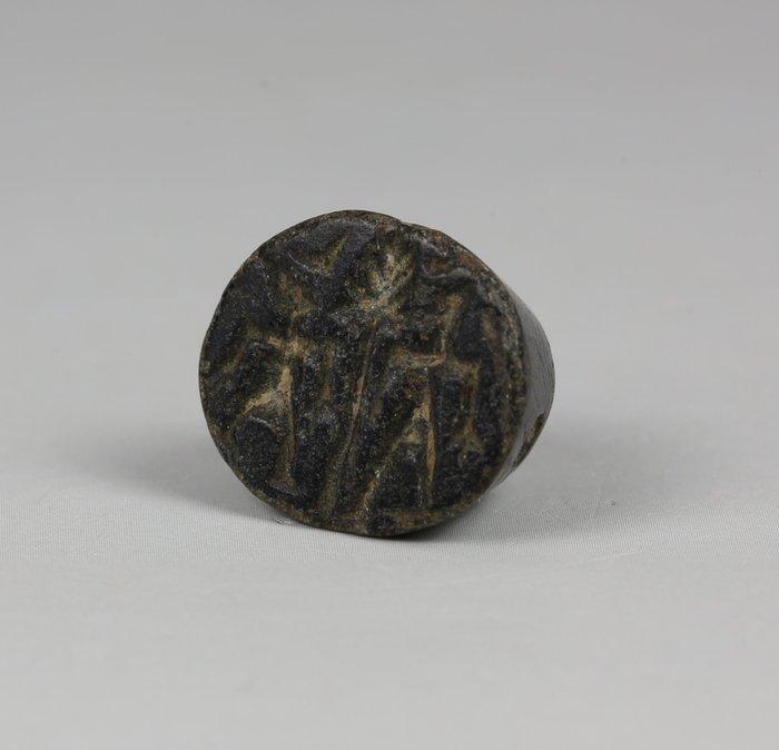 Bronstijd, Levant Serpentine Zegel met twee figuren rechts, Collections, Minéraux & Fossiles