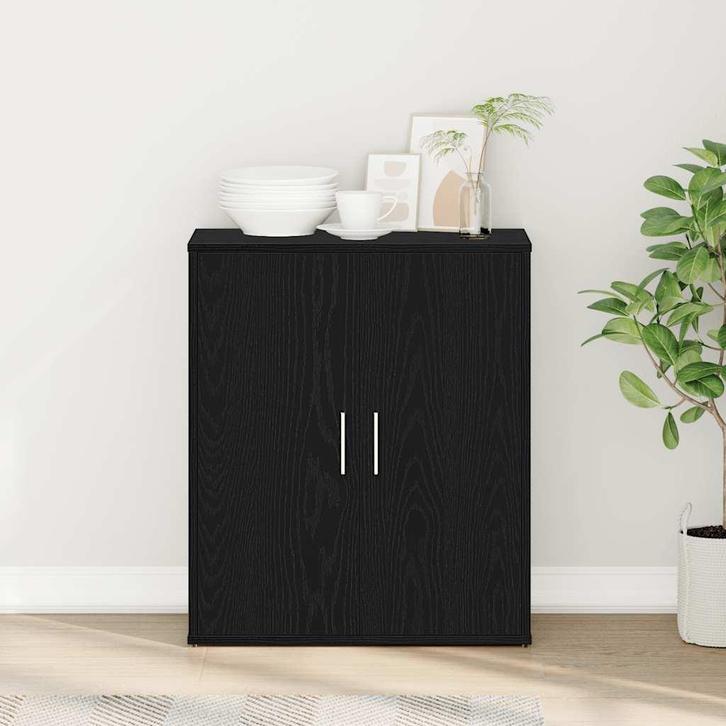 vidaXL Dressoir Zwart Eiken 60x31x70 cm Engineered Wood, Huis en Inrichting, Kasten | Dressoirs, Nieuw, Verzenden
