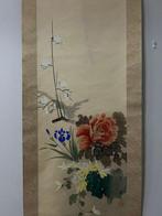 Prachtig Vier Seizoenen Bloemen schilderij met pioen,, Antiek en Kunst