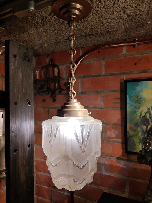 Lamp - persglas, IJzer - Skyscraper art deco, Antiek en Kunst, Kunst | Designobjecten