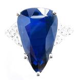 Bague - 18 carats Or blanc, Saphir SANS CHALEUR 5,24 ct, Nieuw