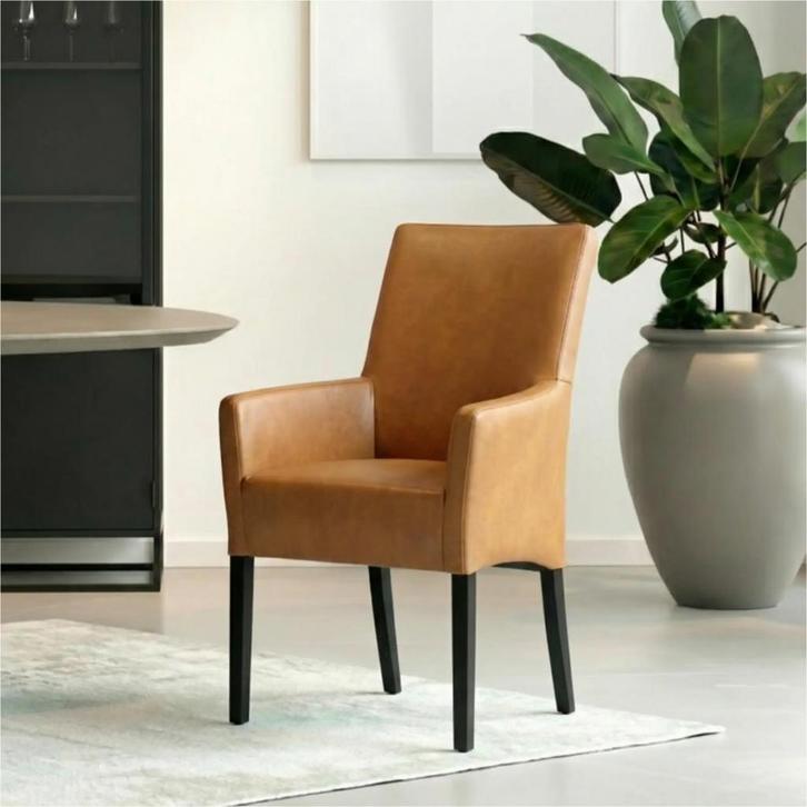 Leren eetkamerstoel Just met armleuning, Maison & Meubles, Chaises, Enlèvement ou Envoi