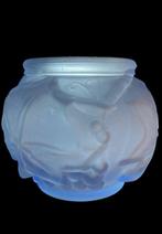 Vaas  - bevroren glas - Art-deco blauwe vaas