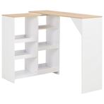 vidaXL Table de bar avec tablette amovible Blanc, Verzenden, Neuf